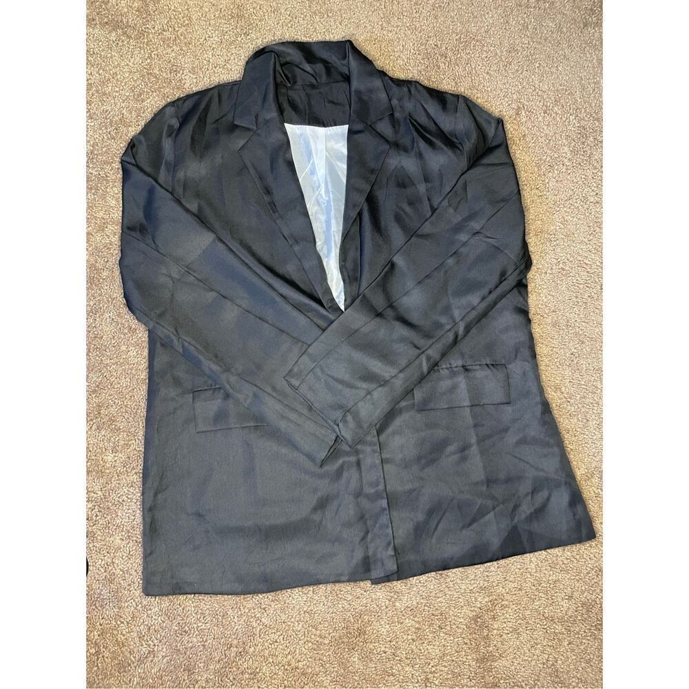 Women Open Front Blazers Long Sleeve Casual OL Office Slim one Button Suit Jacke